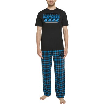 Men's Carolina Panthers Concepts Sport Black/Blue Arctic T-Shirt & Flannel Pants Sleep Set